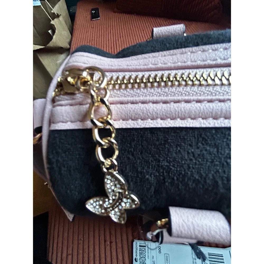 Juicy Couture Satchel Women's Size Med  Black‎ New Rhinestone Butterfly